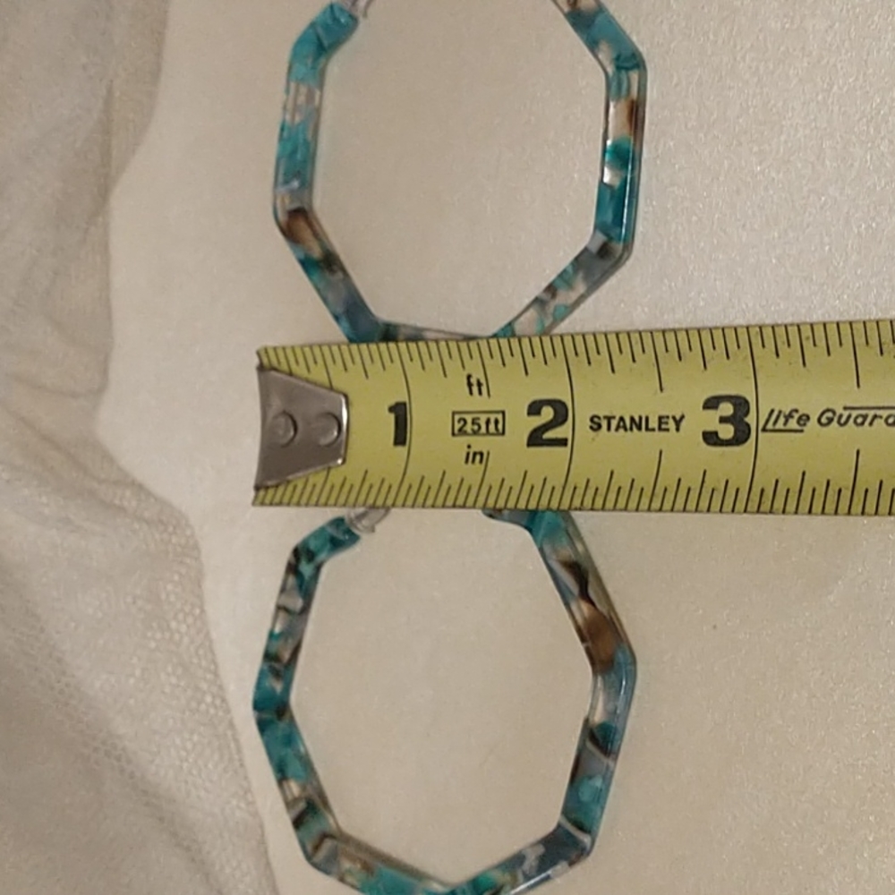 Aqua Acrylic Hoop Earrings! - Picture 2 of 6